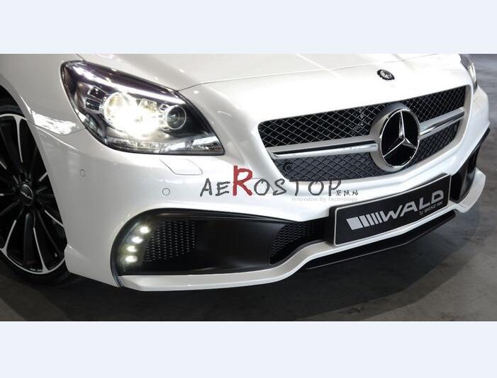 R172 SLK-CLASS WALD BLACK BISON STYLE FRONT BUMPER WITH DRL & LICENSE HOLDER